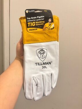 30L Yellow and White TIG Welding Gloves - Pigskin